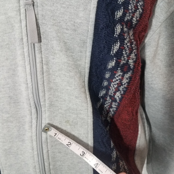 John Blair Gray Front Zip Cardigan Knitted Panel Sweater - Picture 4 of 9